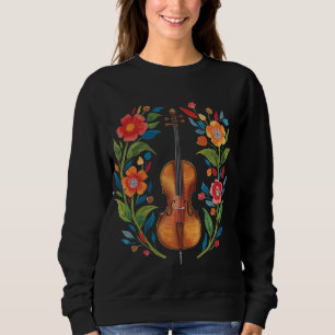 Vintage Retro Farben Wildblumen Boho Floral Violin Sweatshirt