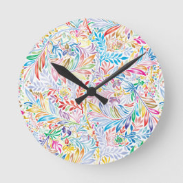 Vintage Retro-Farbenfrohe Blütendarstellung Runde Wanduhr