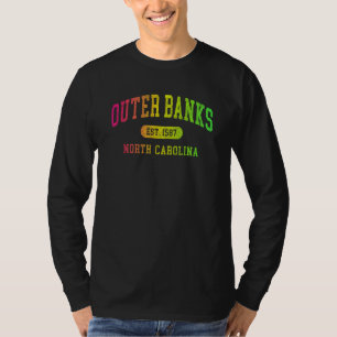 Vintage Retro-Farbige Bogenschrift Außengebänge OB T-Shirt
