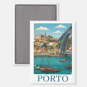 Vintage Retro Farbige Porto Portugal Reise Magnet