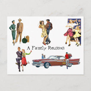 Vintage Retro Festive Fun Family Wiedersehen Postkarte