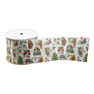 Vintage Retro Festive Weihnachten Feiertag Satinband