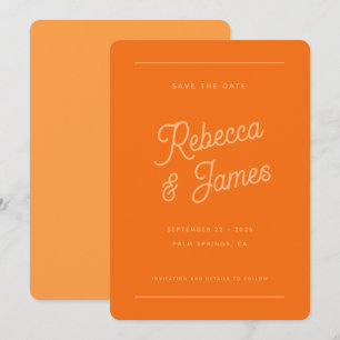 Vintage Retro Fette Orange Linien Hochzeit Save The Date