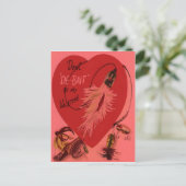 Vintage Retro Fischen-Ködervalentine-Karte Feiertagspostkarte (Stehend Vorderseite)