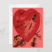 Vintage Retro Fischen-Ködervalentine-Karte Feiertagspostkarte (Vorne/Hinten)