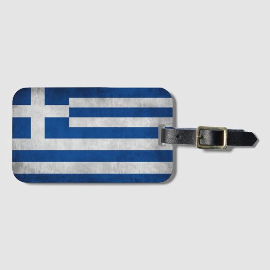 Vintage retro Flag of Greece Gepäckanhänger (Vorderseite (Horizontal))