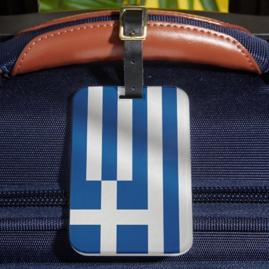 Vintage retro Flag of Greece Gepäckanhänger (Vorderseite Insitu 2)