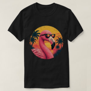 Vintage Retro Flamingo Strand Sonnenuntergang Sonn T-Shirt