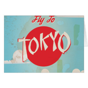 Vintage Retro Fliegen Sie nach Tokio Reiseplakat