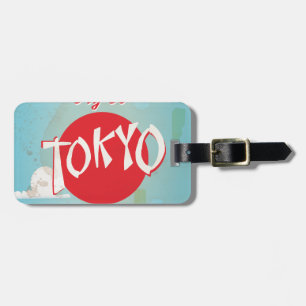 Vintage Retro Fliegen Sie nach Tokio Reiseplakat Gepäckanhänger