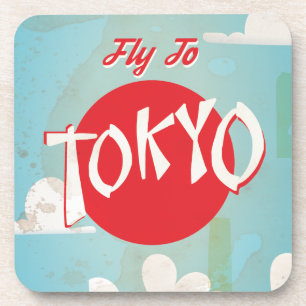 Vintage Retro Fliegen Sie nach Tokio Reiseplakat Untersetzer