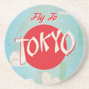 Vintage Retro Fliegen Sie nach Tokio Reiseplakat Untersetzer