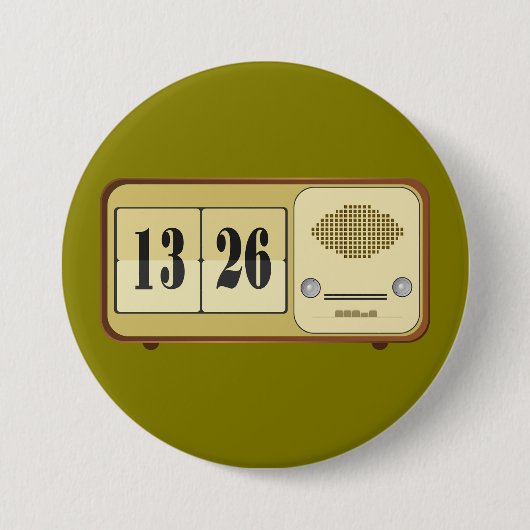 Vintage Retro Flip-Uhr-Radio Button (Vorderseite)