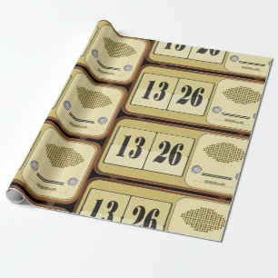 Vintage Retro Flip-Uhr Radio Geschenkpapier