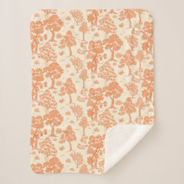 Vintage Retro Floral Orange Sherpadecke