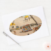 Vintage Retro Florida-Strand-Reise Ovaler Aufkleber (Umschlag)