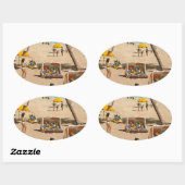 Vintage Retro Florida-Strand-Reise Ovaler Aufkleber (Blatt)