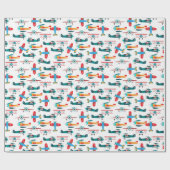 vintage Retro-Flugzeugmuster Geschenkpapier (Flach)