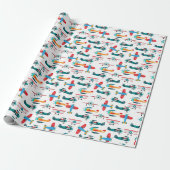 vintage Retro-Flugzeugmuster Geschenkpapier (Ungerollt)
