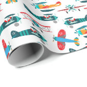 vintage Retro-Flugzeugmuster Geschenkpapier (Rolleneckpunkt)