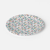 vintage Retro-Flugzeugmuster Pappteller (Schrägansicht)