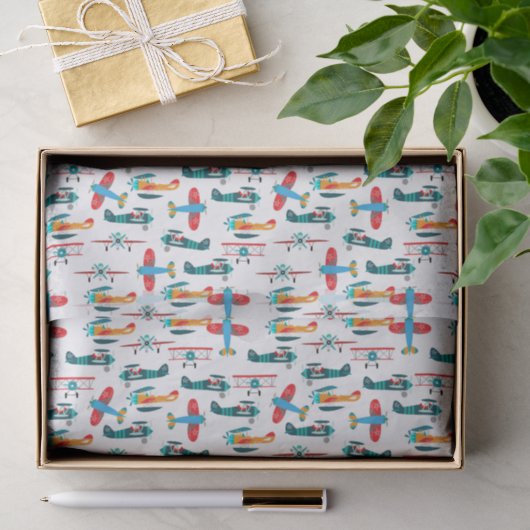 vintage Retro-Flugzeugmuster Seidenpapier (Geschenk)