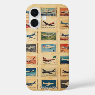Vintage Retro-Flugzeugstempel iPhone 16 Hülle