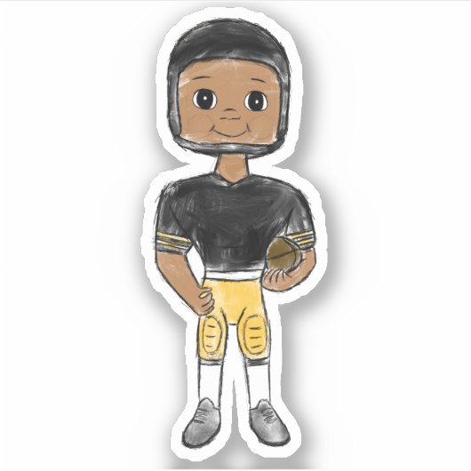 vintage retro football player black yellow Simple Aufkleber (Vorderseite)