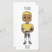 vintage retro football player black yellow Simple Dankeskarte (Vorne/Hinten)
