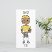 vintage retro football player black yellow Simple Dankeskarte (Stehend Vorderseite)