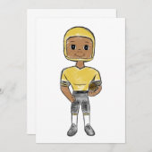 vintage retro football player black yellow simple einladung (Vorne/Hinten)