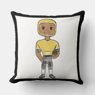 vintage retro football player black yellow Simple Kissen
