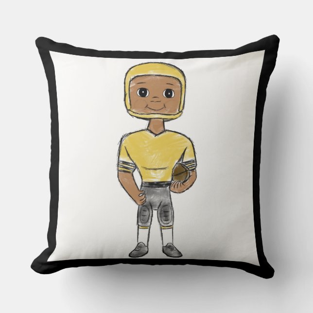 vintage retro football player black yellow Simple Kissen (Vorderseite)