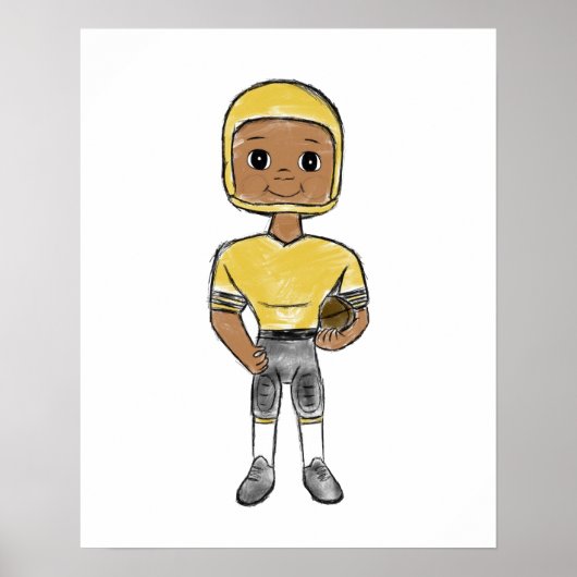 vintage retro football player black yellow Simple Poster (Vorne)