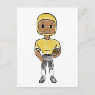 vintage retro football player black yellow simple postkarte