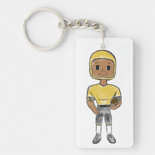vintage retro football player black yellow Simple Schlüsselanhänger