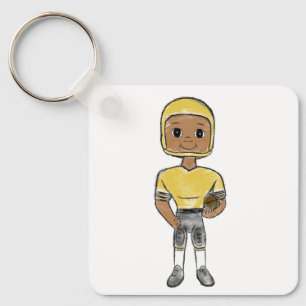 vintage retro football player black yellow Simple Schlüsselanhänger