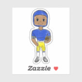 vintage Retro Football Player Blue Yellow Aufkleber (Blatt)