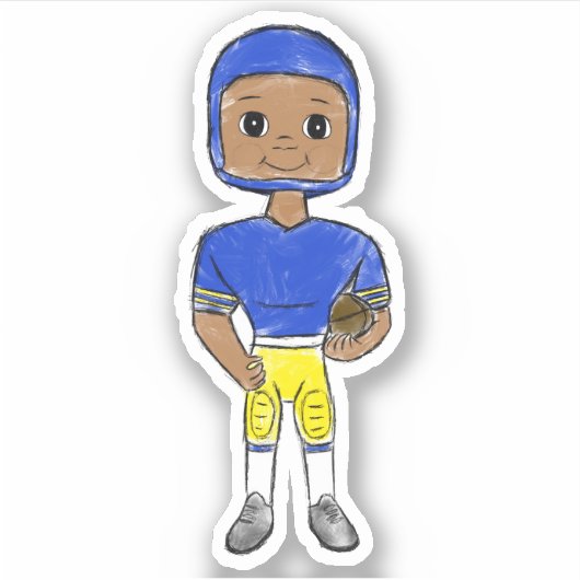 vintage Retro Football Player Blue Yellow Aufkleber (Vorderseite)