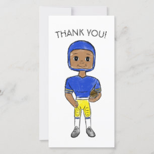 vintage Retro Football Player Blue Yellow Dankeskarte