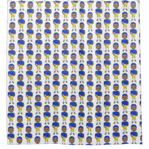vintage Retro Football Player Blue Yellow Duschvorhang