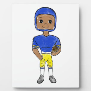 vintage Retro Football Player Blue Yellow Fotoplatte