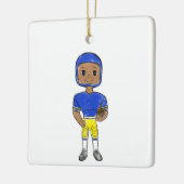 vintage Retro Football Player Blue Yellow Keramikornament (Links)