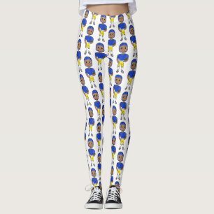 vintage Retro Football Player Blue Yellow Leggings