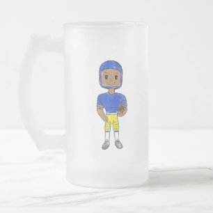 vintage Retro Football Player Blue Yellow Mattglas Bierglas