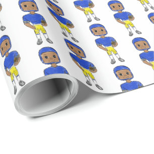 vintage retro football player blue yellow simple geschenkpapier