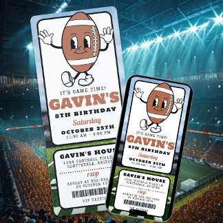 Vintage Retro Football Ticket Sport Geburtstagspar Einladung