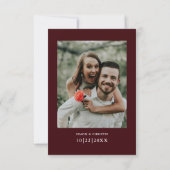 Vintage Retro Foto Burgunder Hochzeit Save The Date (Rückseite)