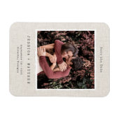 Vintage Retro Foto Rahmen Linen Custom Wedding Magnet (Horizontal)