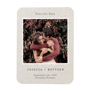 Vintage Retro Foto Rahmen Linen Custom Wedding Magnet